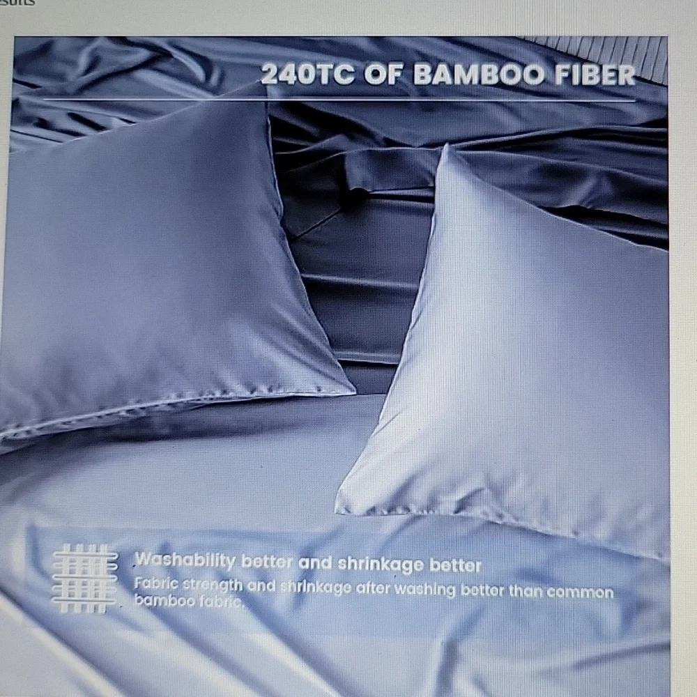 Naturefield light gray cooling bamboo sheet 4pc set soft breathable Cal King New